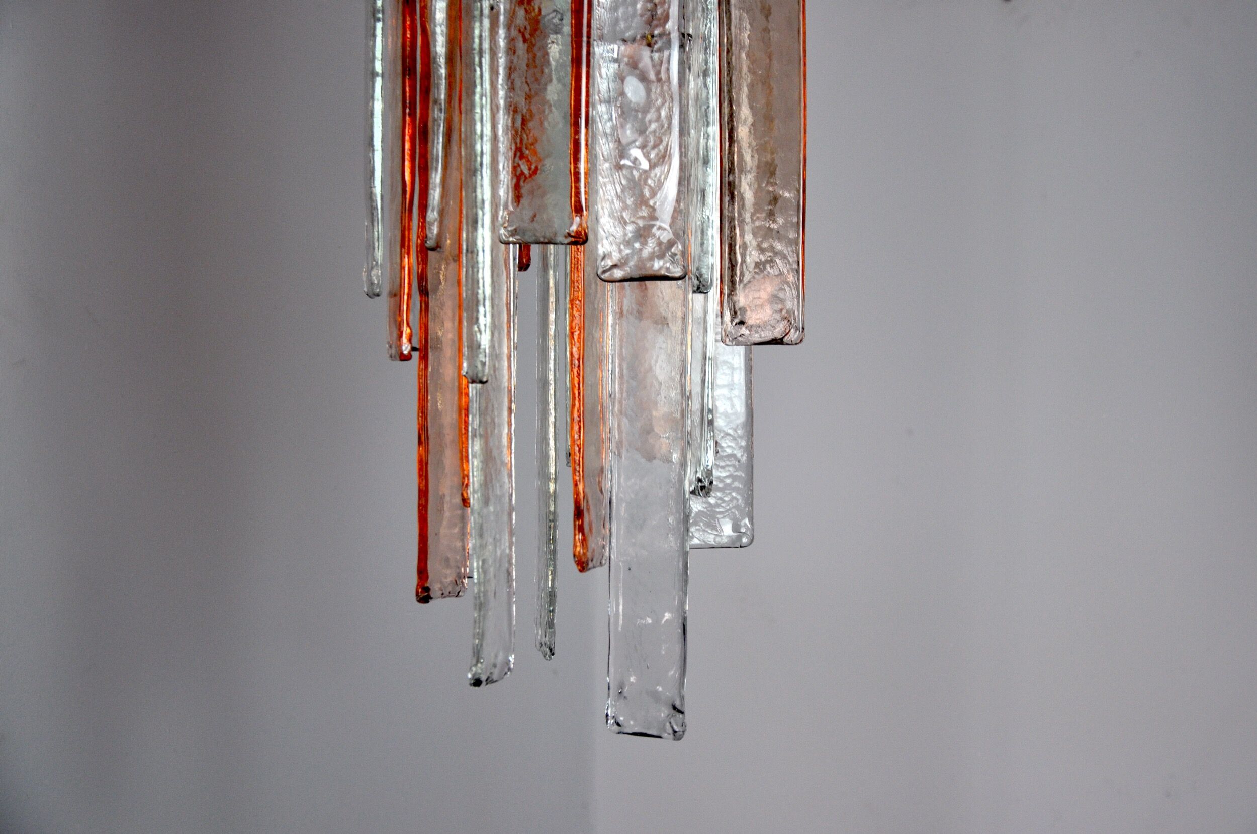 Poliarte chandelier by albano poli, pink and transparent murano glass, italy, 1970