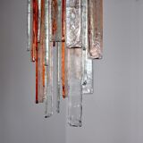 Poliarte chandelier by albano poli, pink and transparent murano glass, italy, 1970