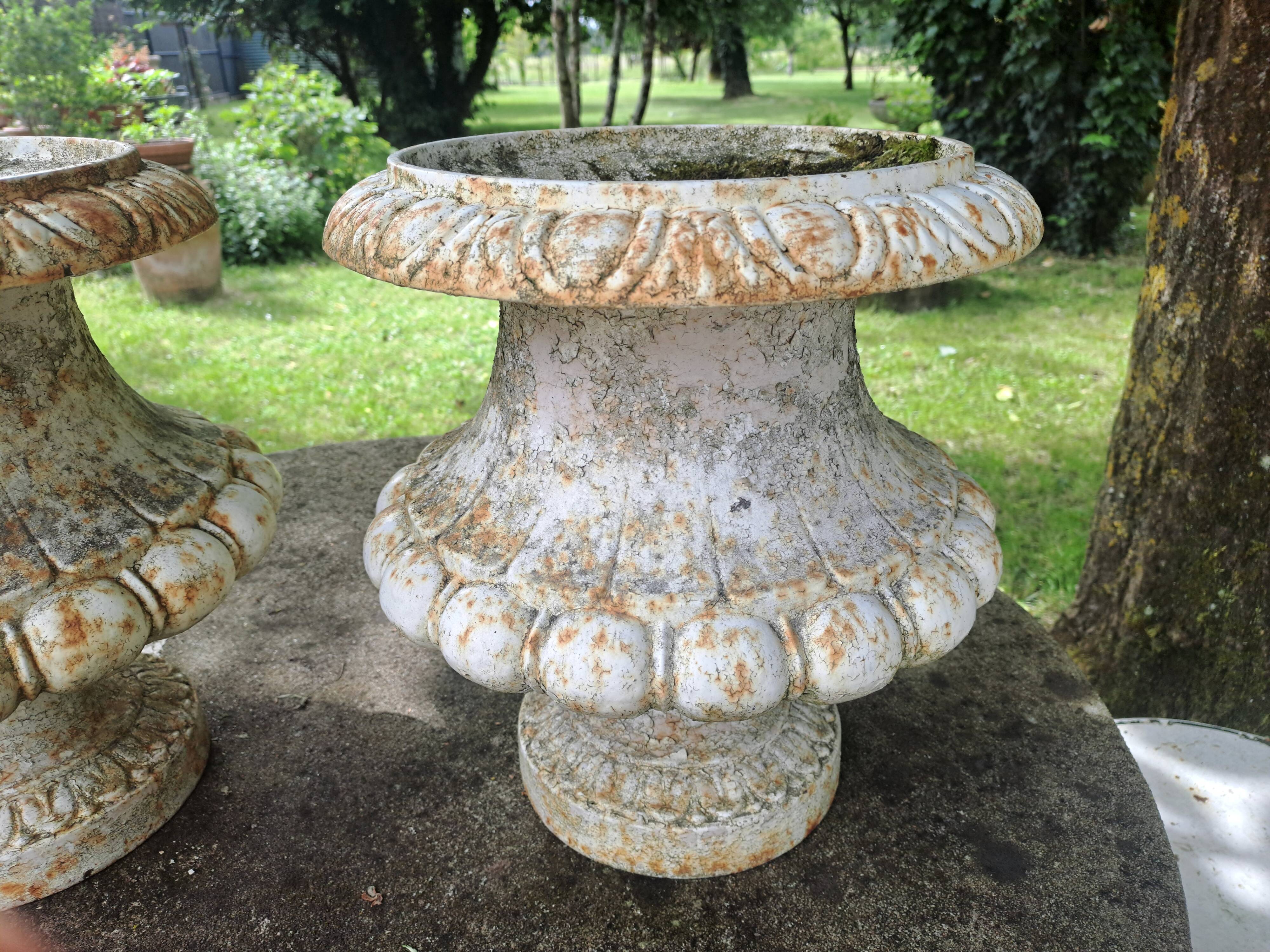 Pair of Médicis planters in cast iron by Godin, 19th century.
