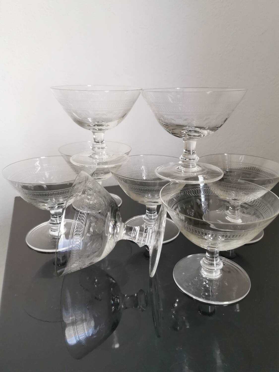 Lot 8 Old crystal champagne glass
