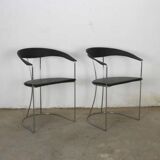 2 chaises en cuir et chrome italiennes