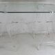 Office Plexiglas trestles, glass tray rounded edges, France, circa 1970