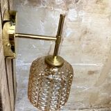 Brass and striated glass wall lamp