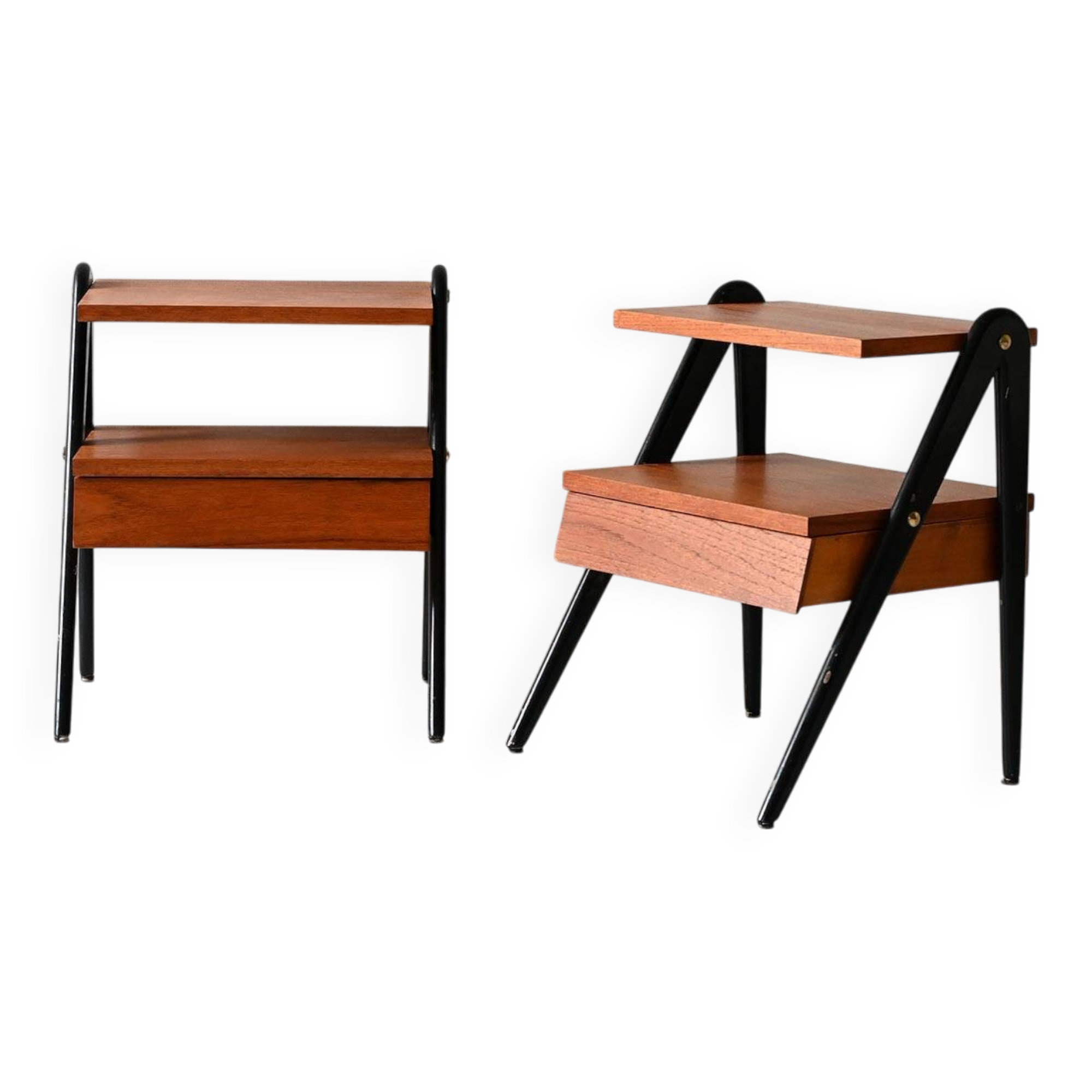 Pair of 1960s Scandinavian nightstands with black detail