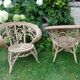 Pair of vintage rattan peacock armchairs