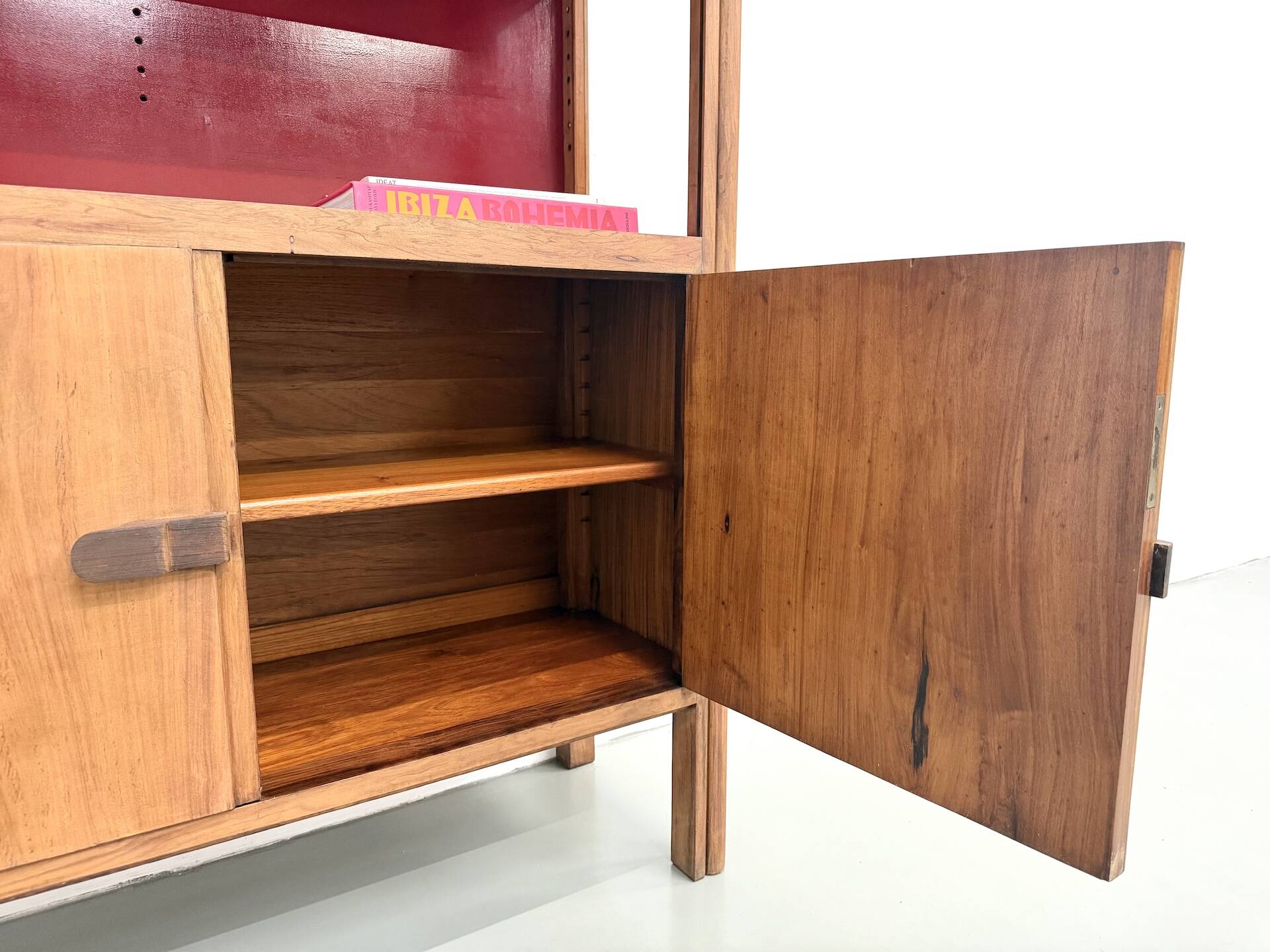 1950s Brazilian modernist library in exotic wood and lacquer.