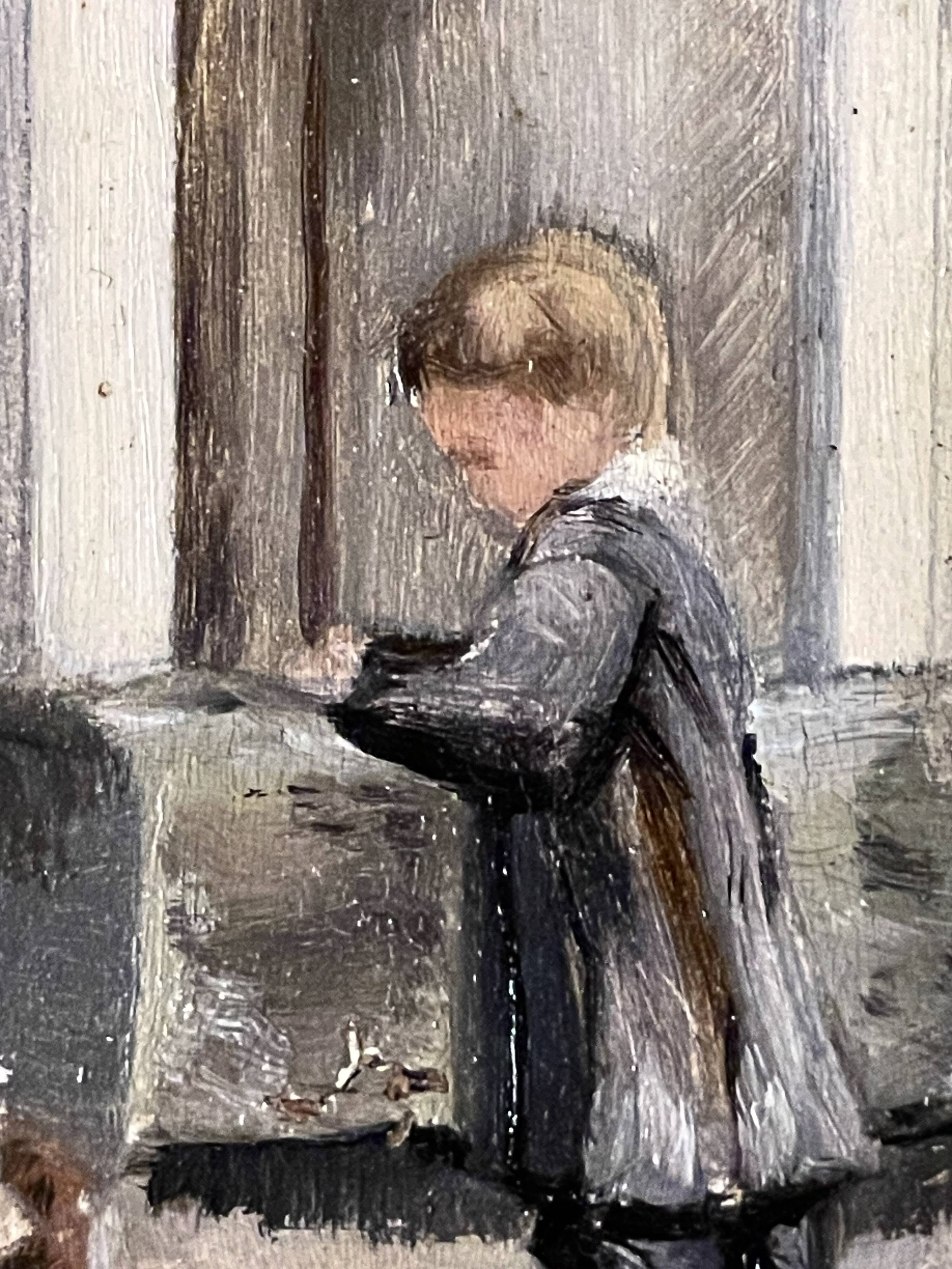 "The schoolboy at the fountain" old painting