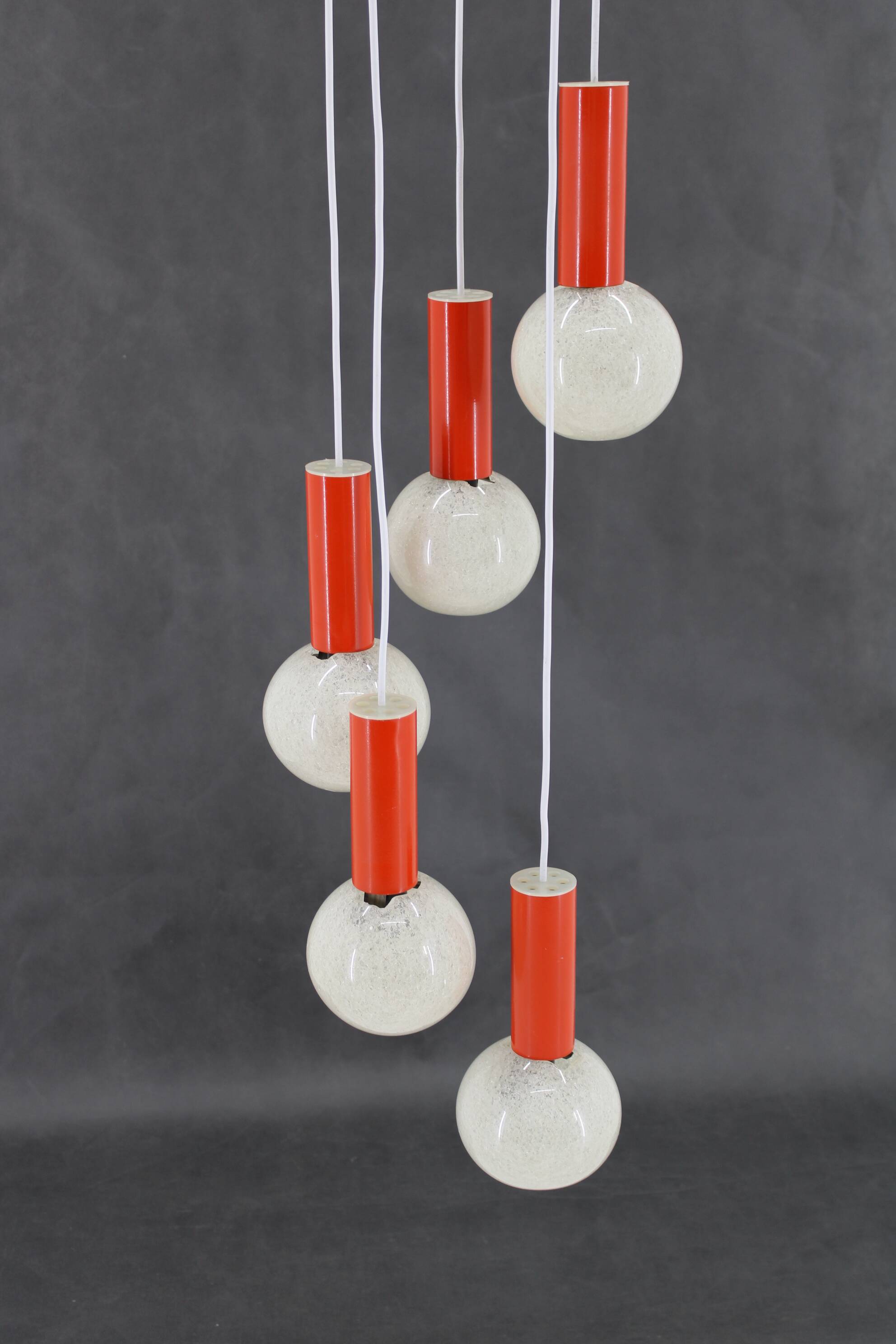 1970s Cascade Chandelier with Plastic Shades by Pokrok Zilina, Czechoslovakia