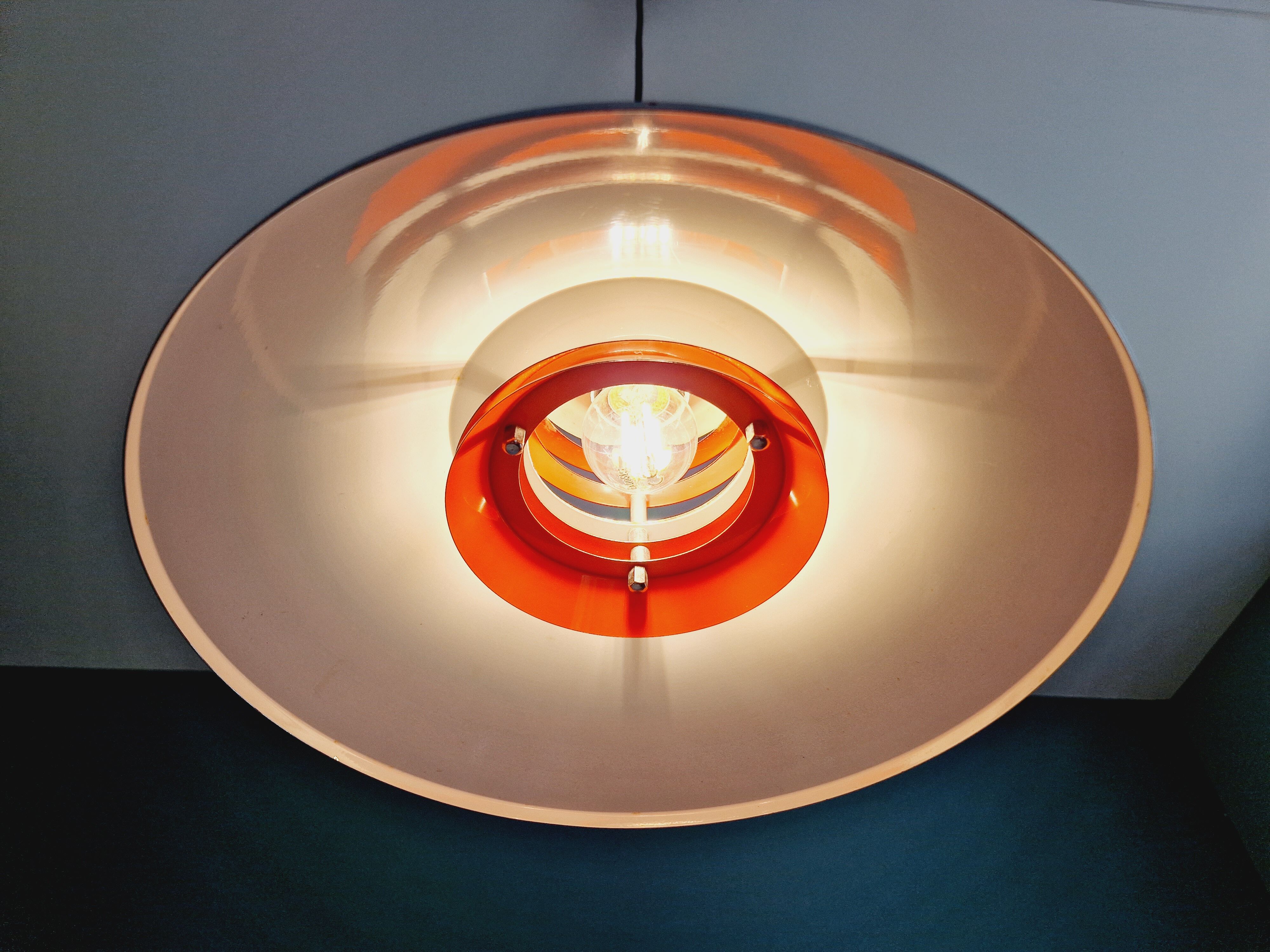 Chromed metal pendant lamp, Scandinavian design, 70s