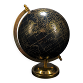 Vintage Black & Gold World Globe – Rotating Desk Globe with World Time Dial