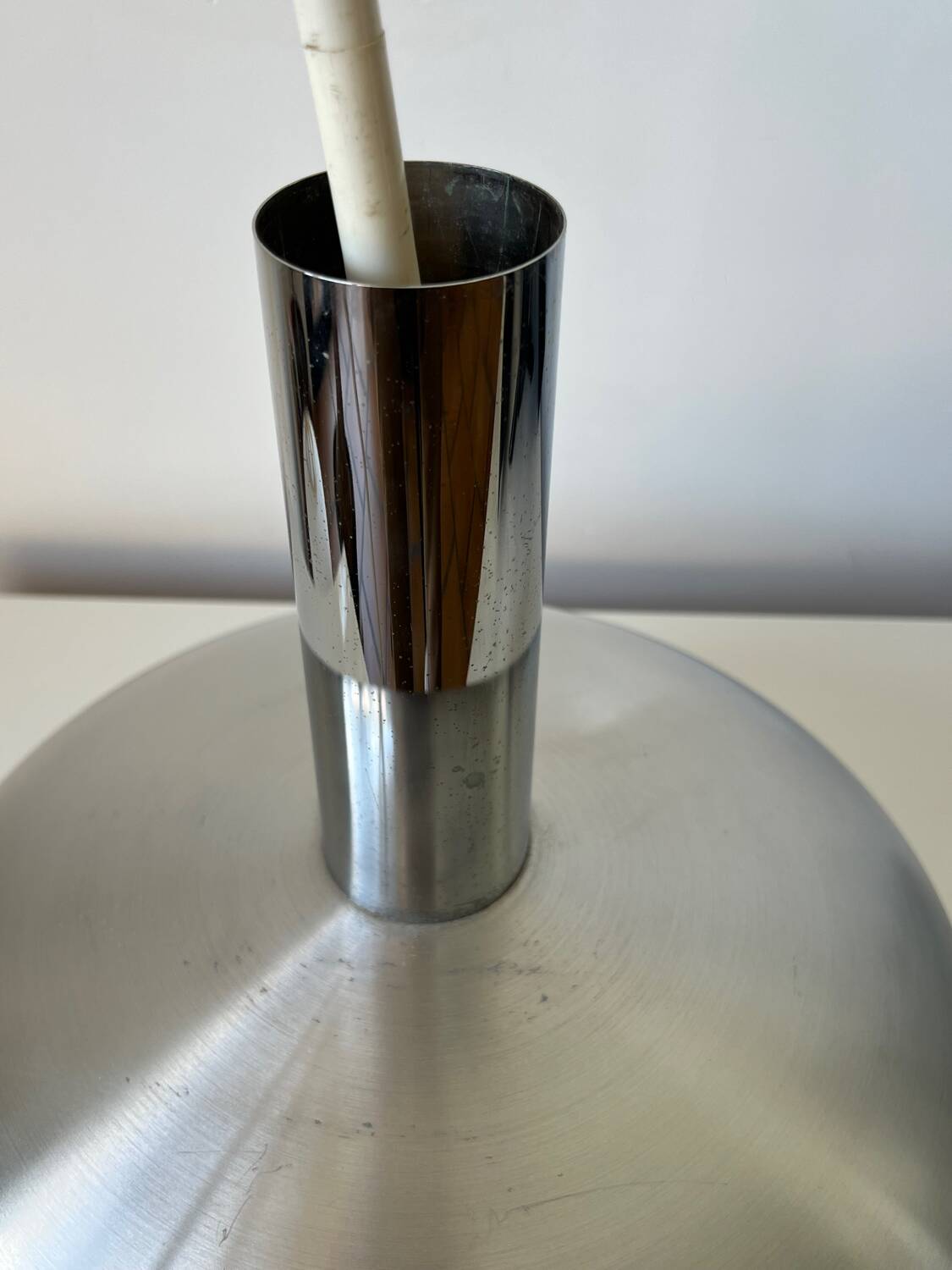 Suspension vintage UFO aluminium space age - années 70