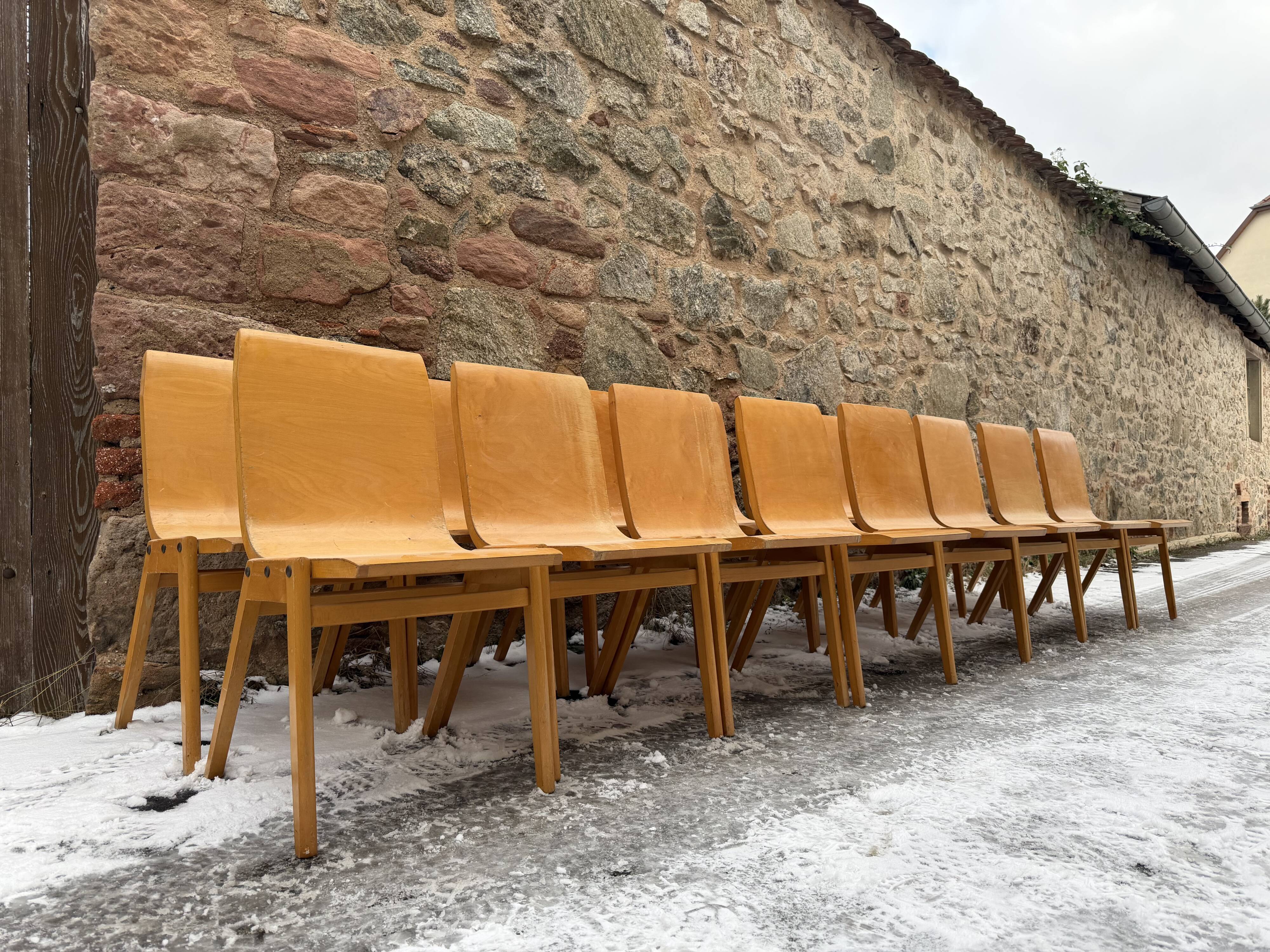 Set of 16 stackable designer chairs – Roland Rainer