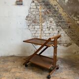 1960s Midcentury Modern Wooden Folding Serving Cart