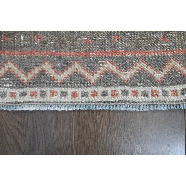 Orange Brown Turkish Vintage Oushak Wool Handmade Rug Runner 122x365