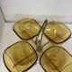Vintage Aperitif Tray by Vereco Amber Glass and Gold Metal ⎥ 1970s