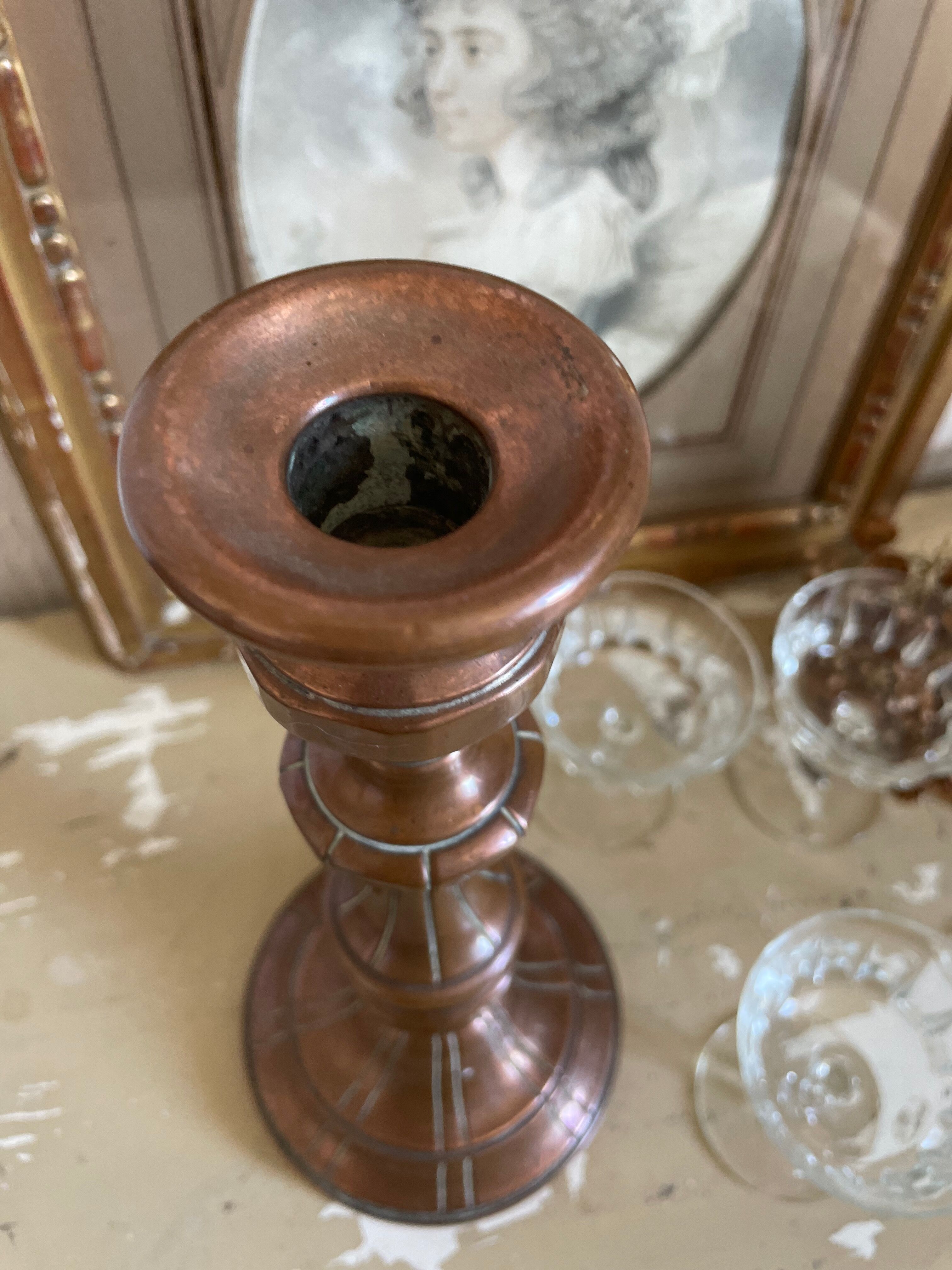 Vintage copper brass candle holder