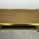 Table basse Hollywood regency en laiton et verre irisé vintage 70'S
