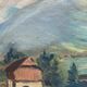 Tableau "Mountain Landscape" signed Sampic, artist from Yonne, 1950.
