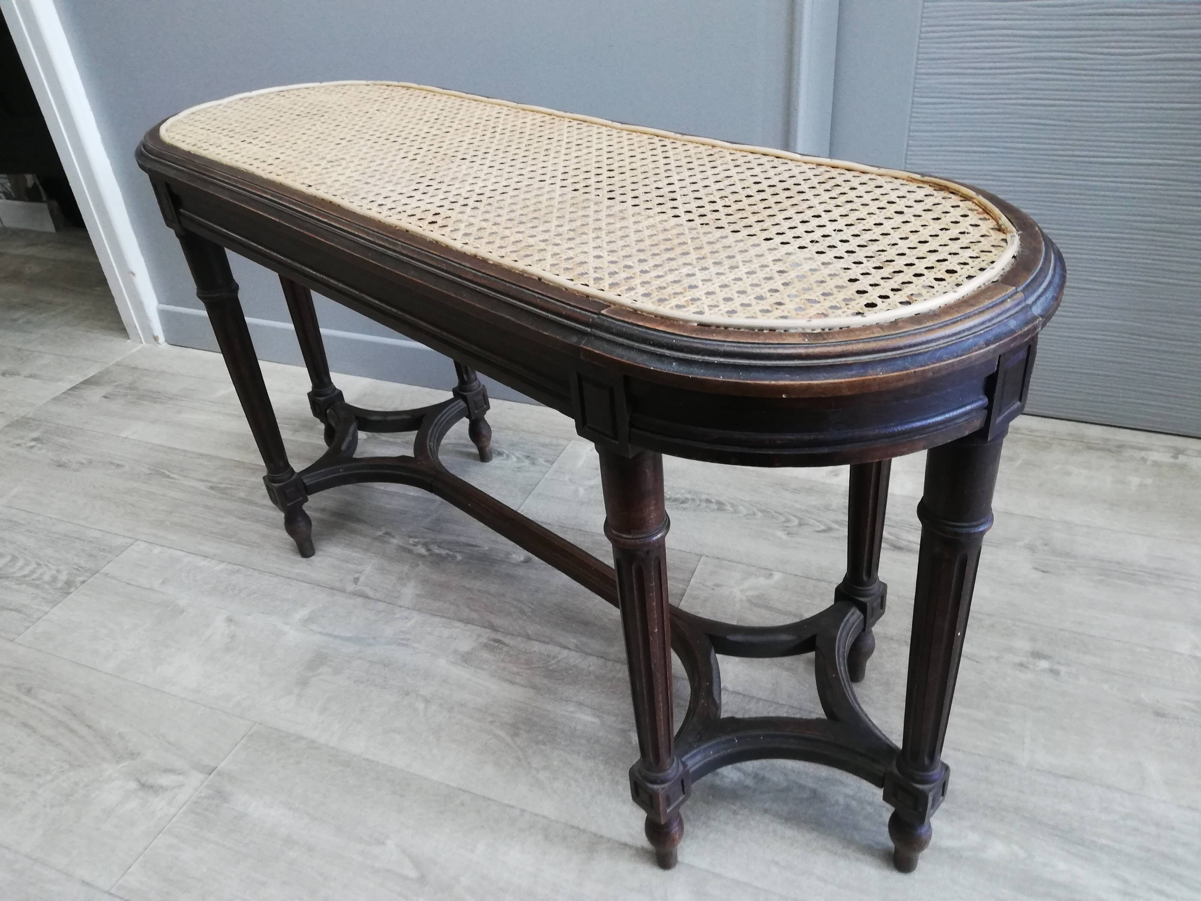 Wooden piano bench and Louis XVI style cannage