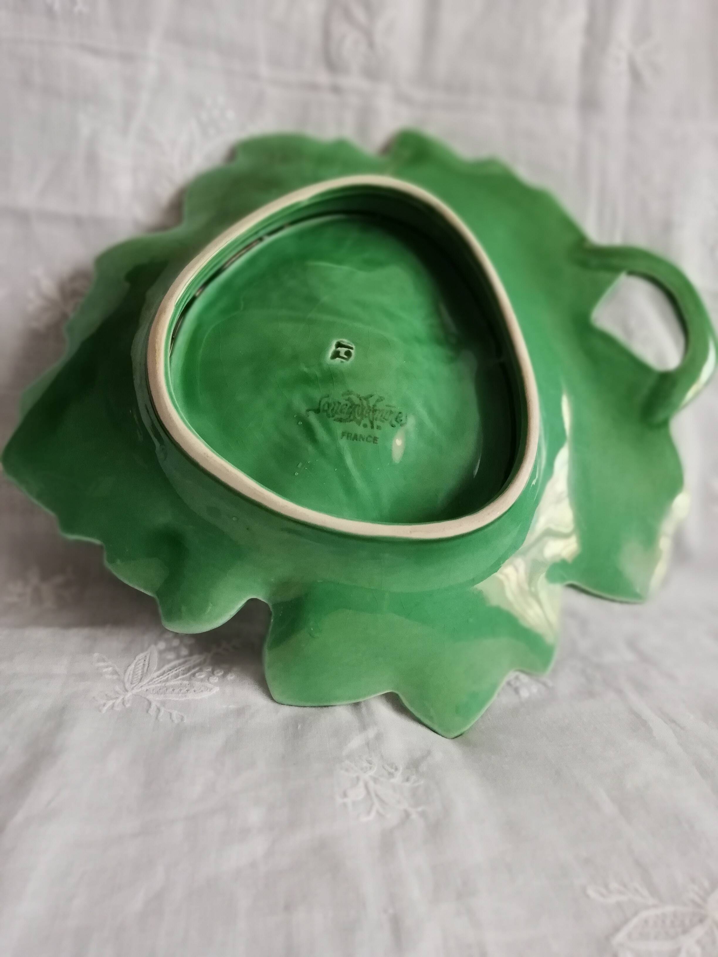 Dish "vine leaf" dabbling Sarreguemines vintage