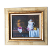 "still life with white pitcher" original acrylic on canvas
