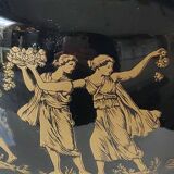 Ball-shaped vase, in glazed ceramic. Life scenes from Greek Mythology hand painted, in 24 c. gold. High 22 cm