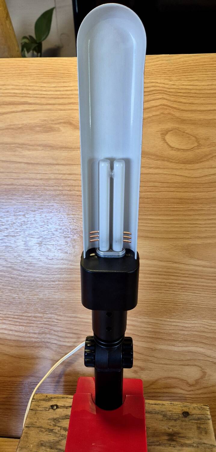 Vintage 70's red desk lamp.