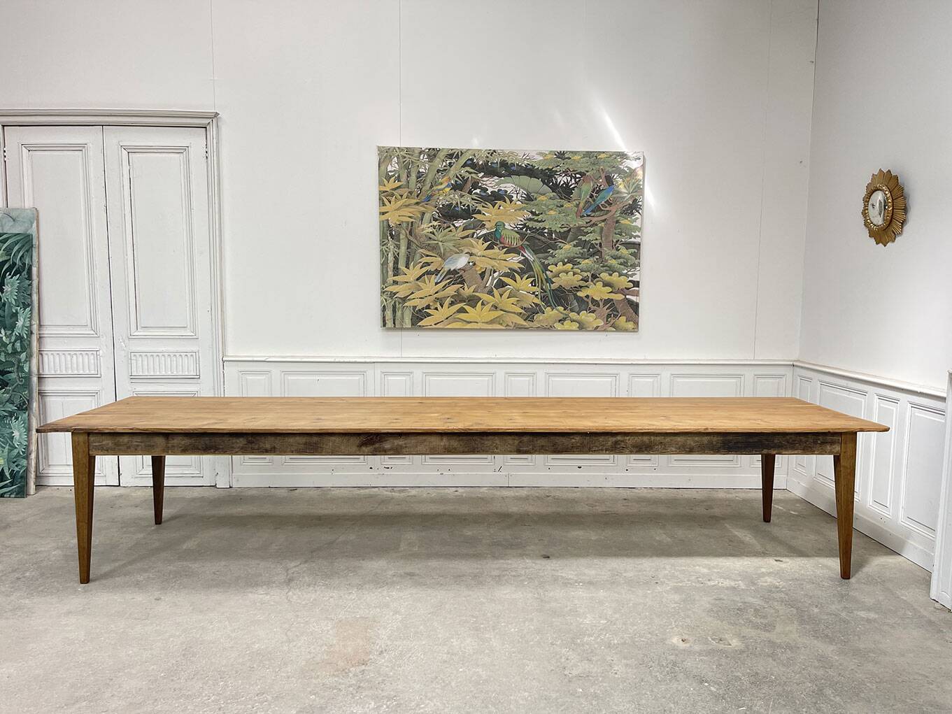 Large oak and fir table with honey patina