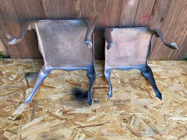 Paire de table basse gigogne style Louis XV en aluminium poli vintage