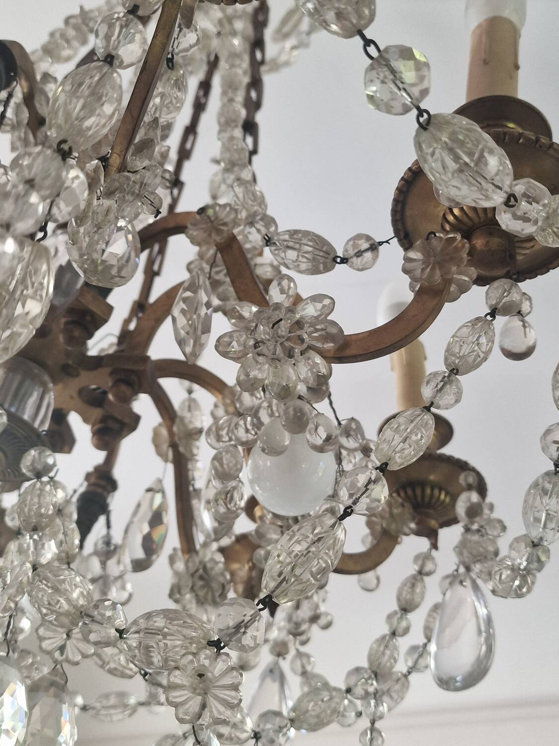 Old large chandelier with baccarat crystal tassels