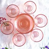 6 arcoroc pink glass coffee cups