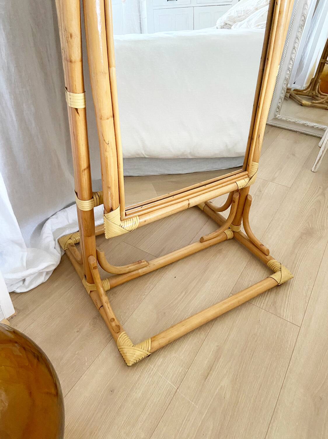 Vintage bamboo psyche mirror