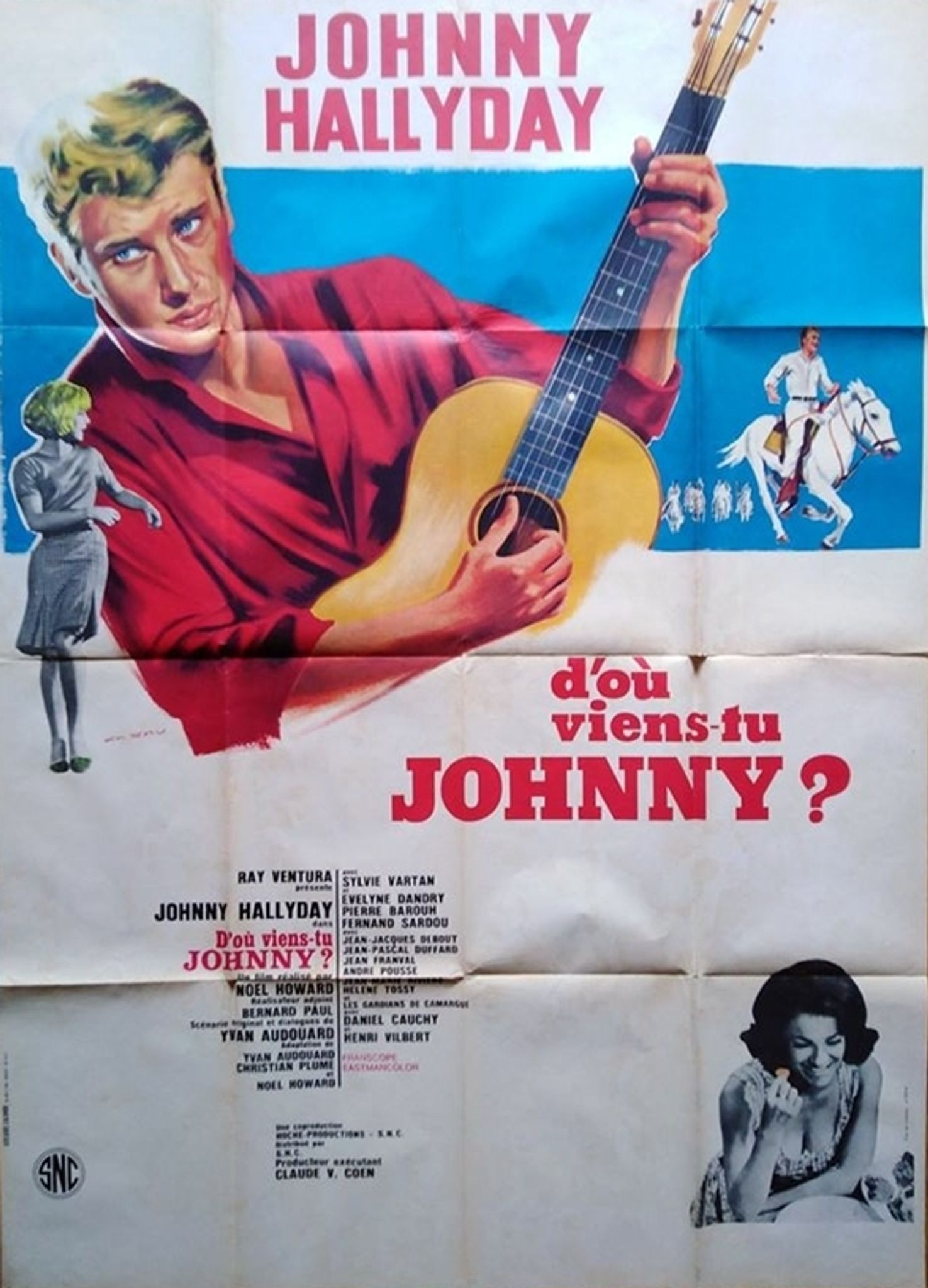 Original poster 1963 from where you come johnny model a 120x160 cm hallyday sylvie vartan