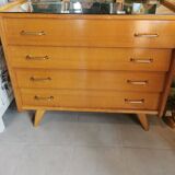 Commode vintage pieds compas miroir tryptique