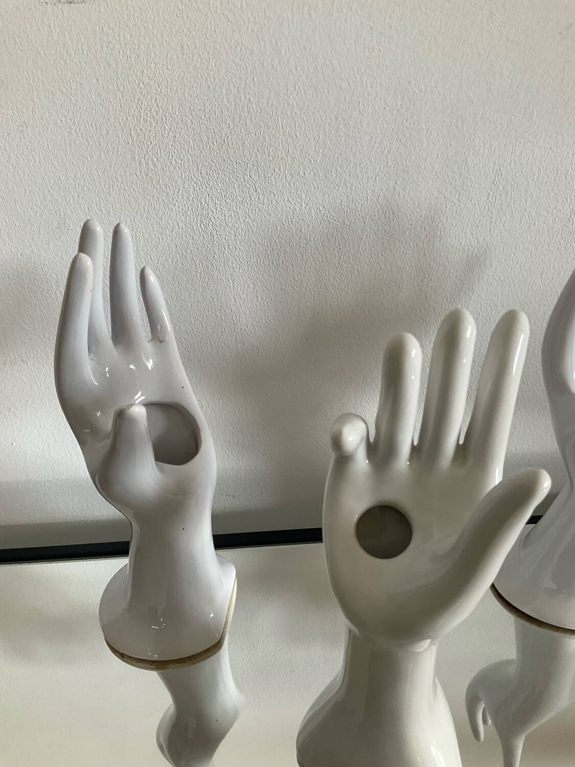 Set of 4 vintage ceramic soliflore hands