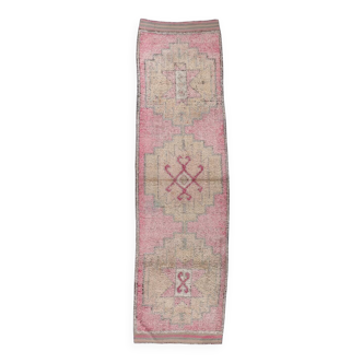 3x11 Soft Pink Modern Oushak Runner Rug, 99x343Cm
