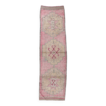 3x11 Soft Pink Modern Oushak Runner Rug, 99x343Cm