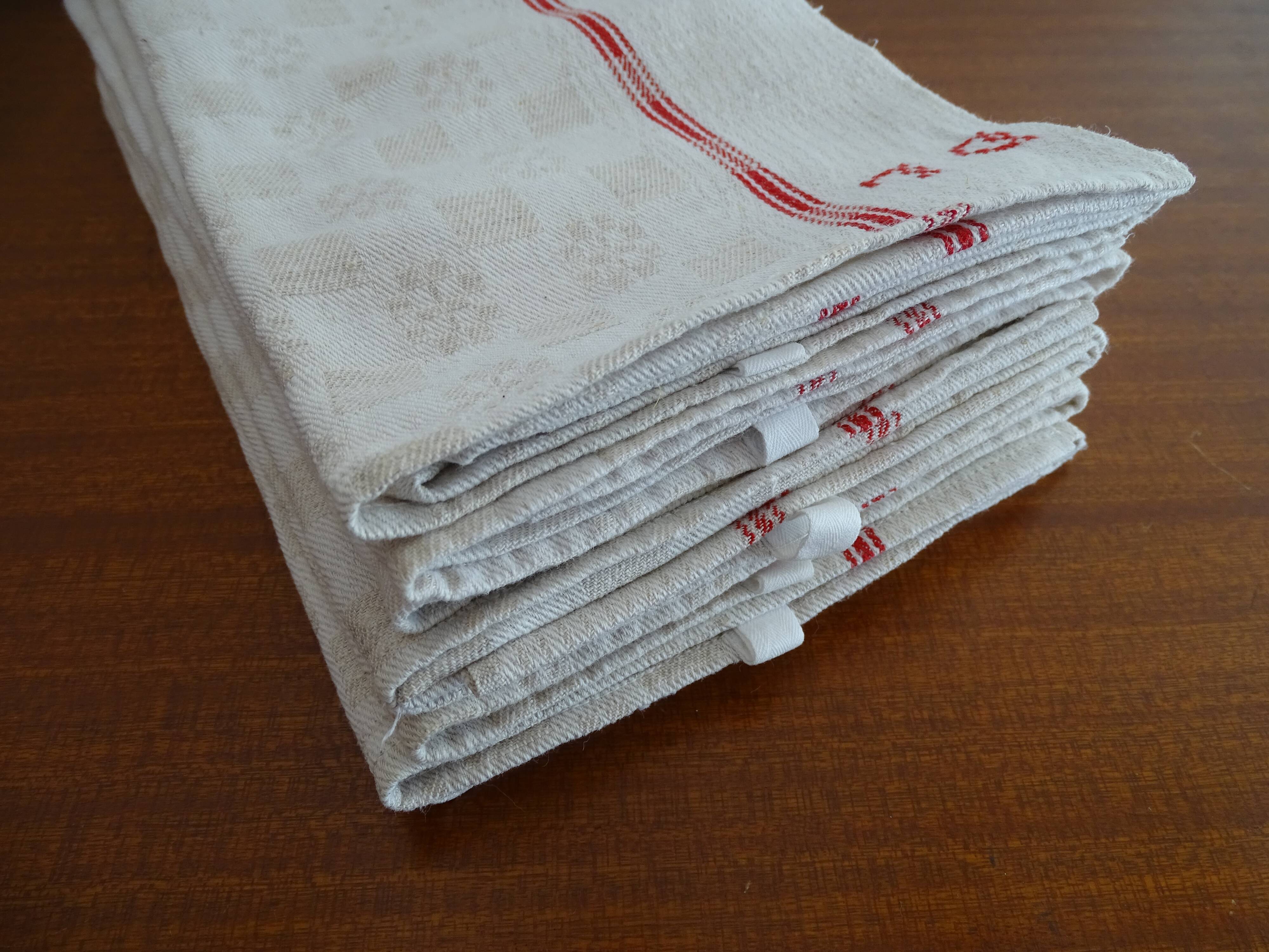 Lot of 7 flax flax towels monogrammed monogrammed DL