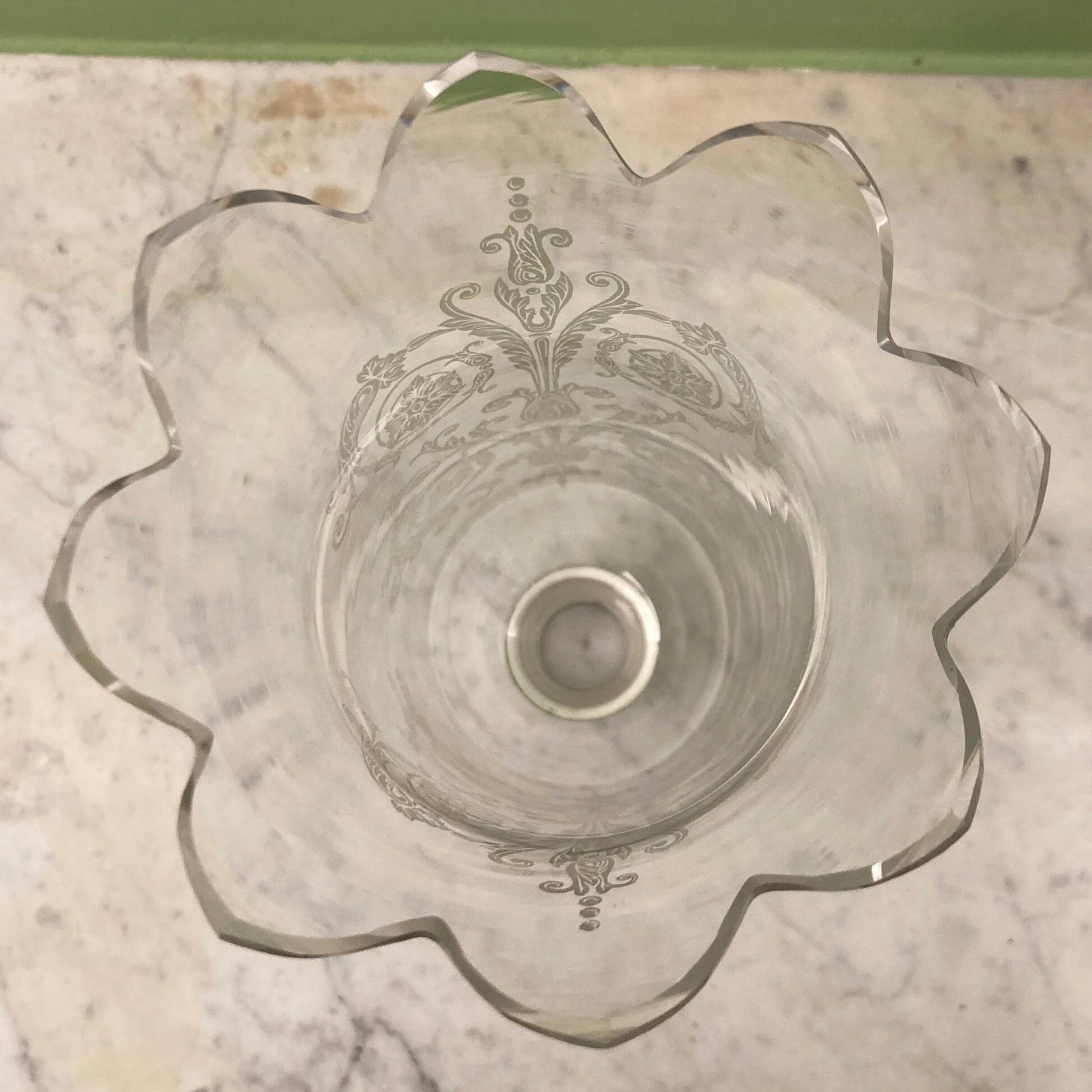Baccarat crystal bamboo twist candle holder, signed.