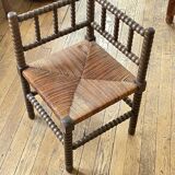 Corner chair in vintage beaded wood