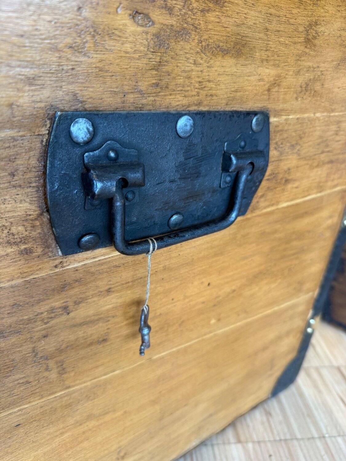 19th Century Domed Travel Trunk – Wood, Brass, Leather – Restored