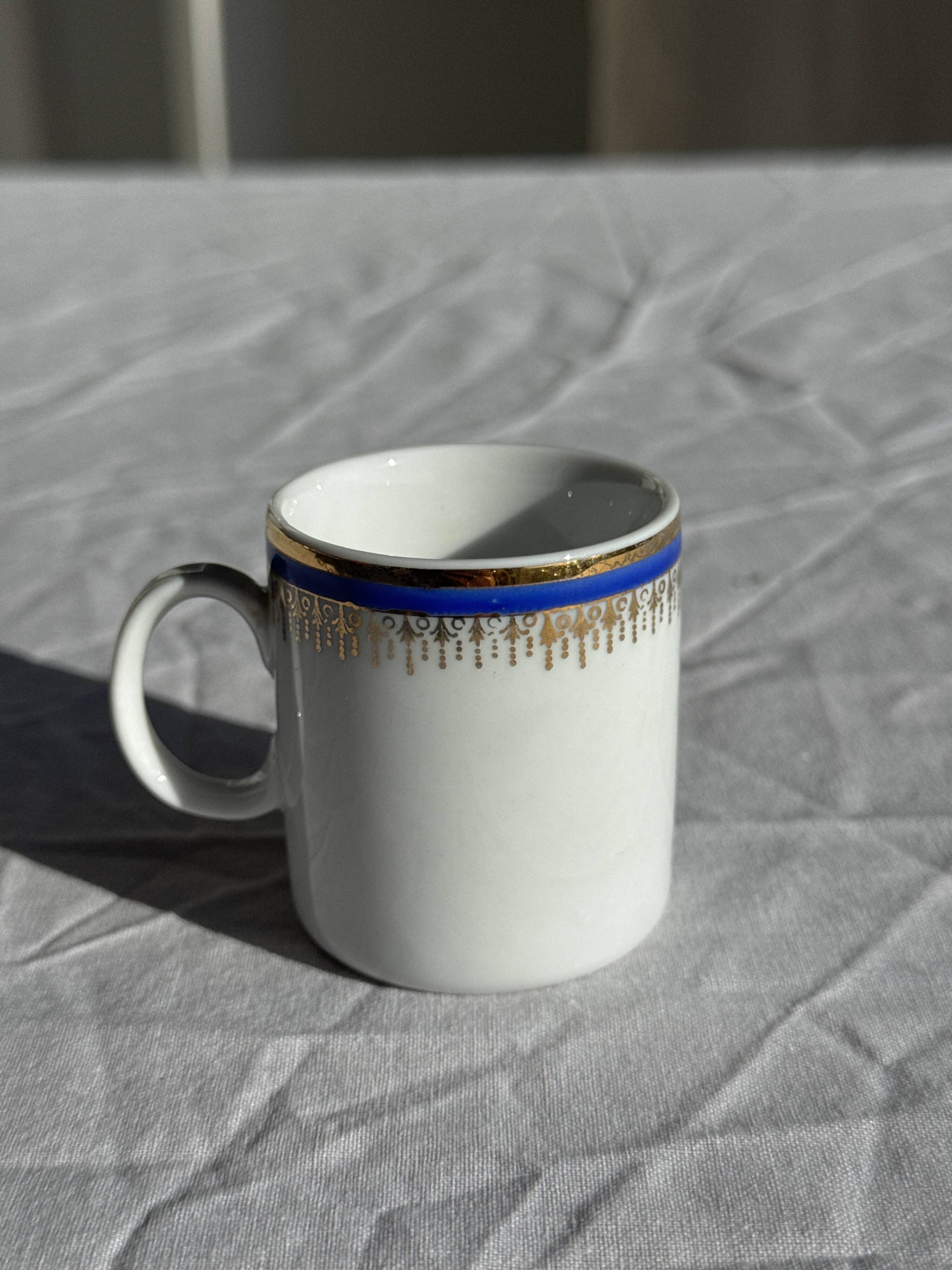 Set of 6 small espresso cups Germer Porcelain, made in Brazil.