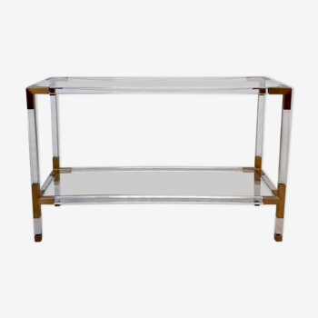 Lucite and brass table