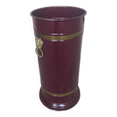 Porte parapluie métal rouge bordeaux + laiton vintage