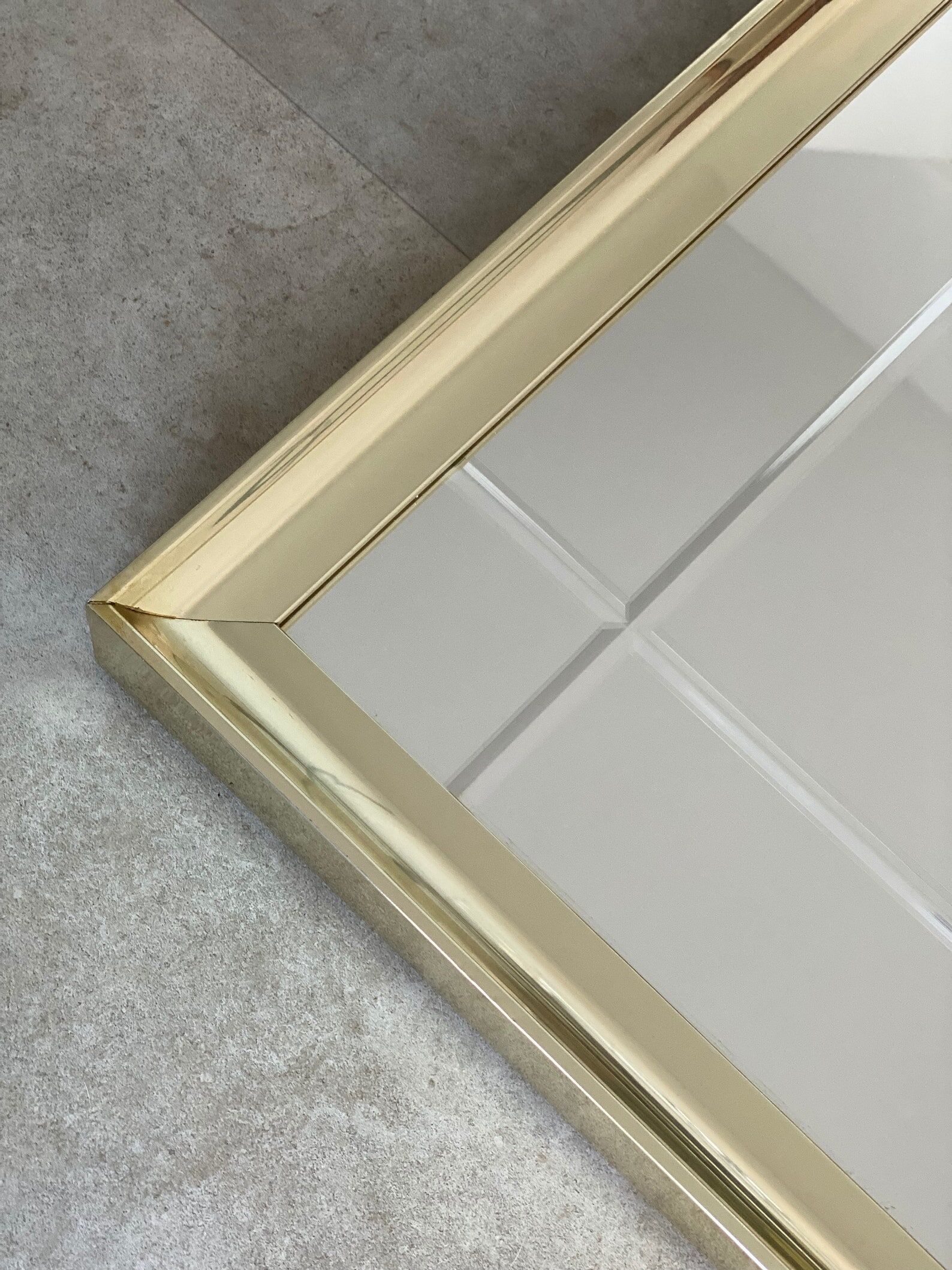 Vintage hollywood regency gold facetted mirror, 80s wall mirror