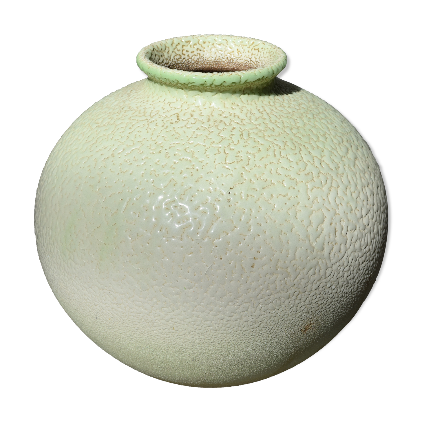 Ovoid vase in vermiculated ceramic art deco Sevres vinsare