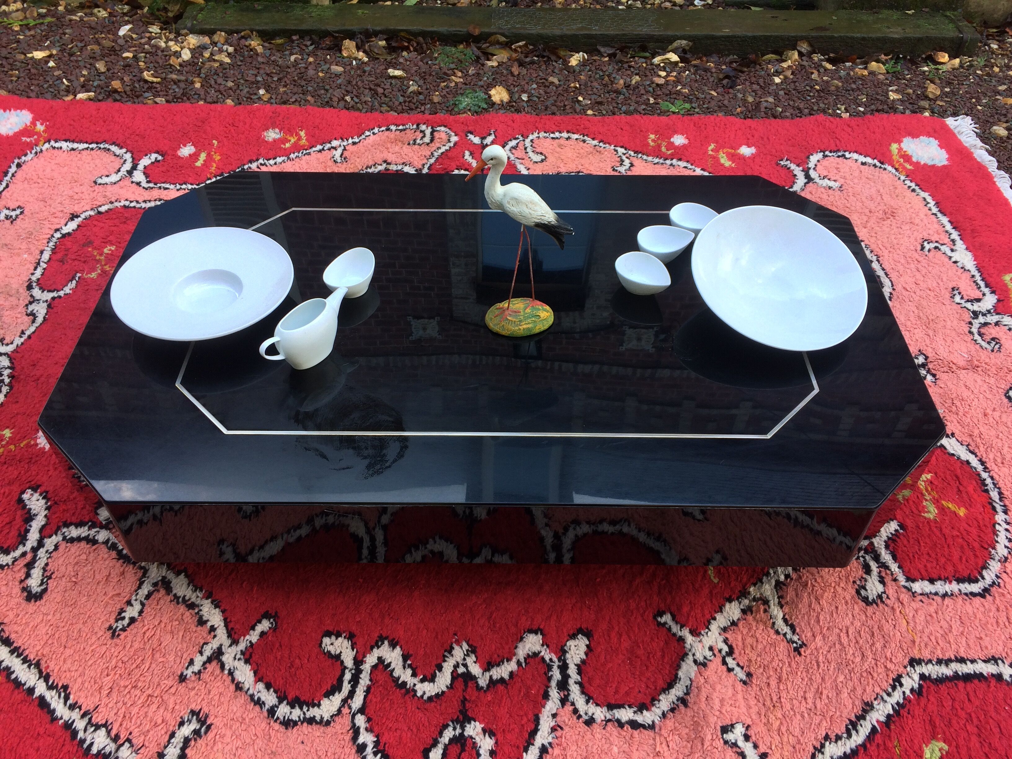 Black laqué wood coffee table - Japanese-style - Roche Bobois