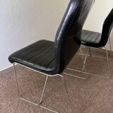 Black leather armchairs, Italian design, 70s (X2)