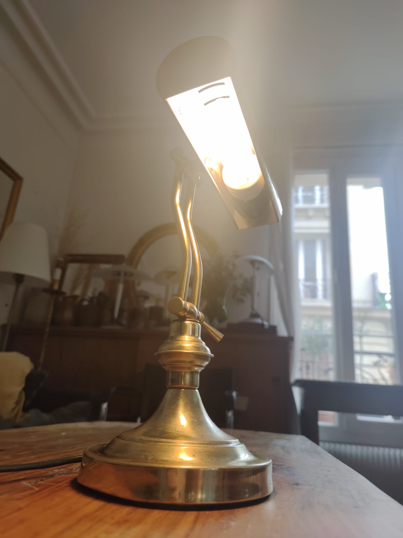 Golden brass desk/banker's lamp
