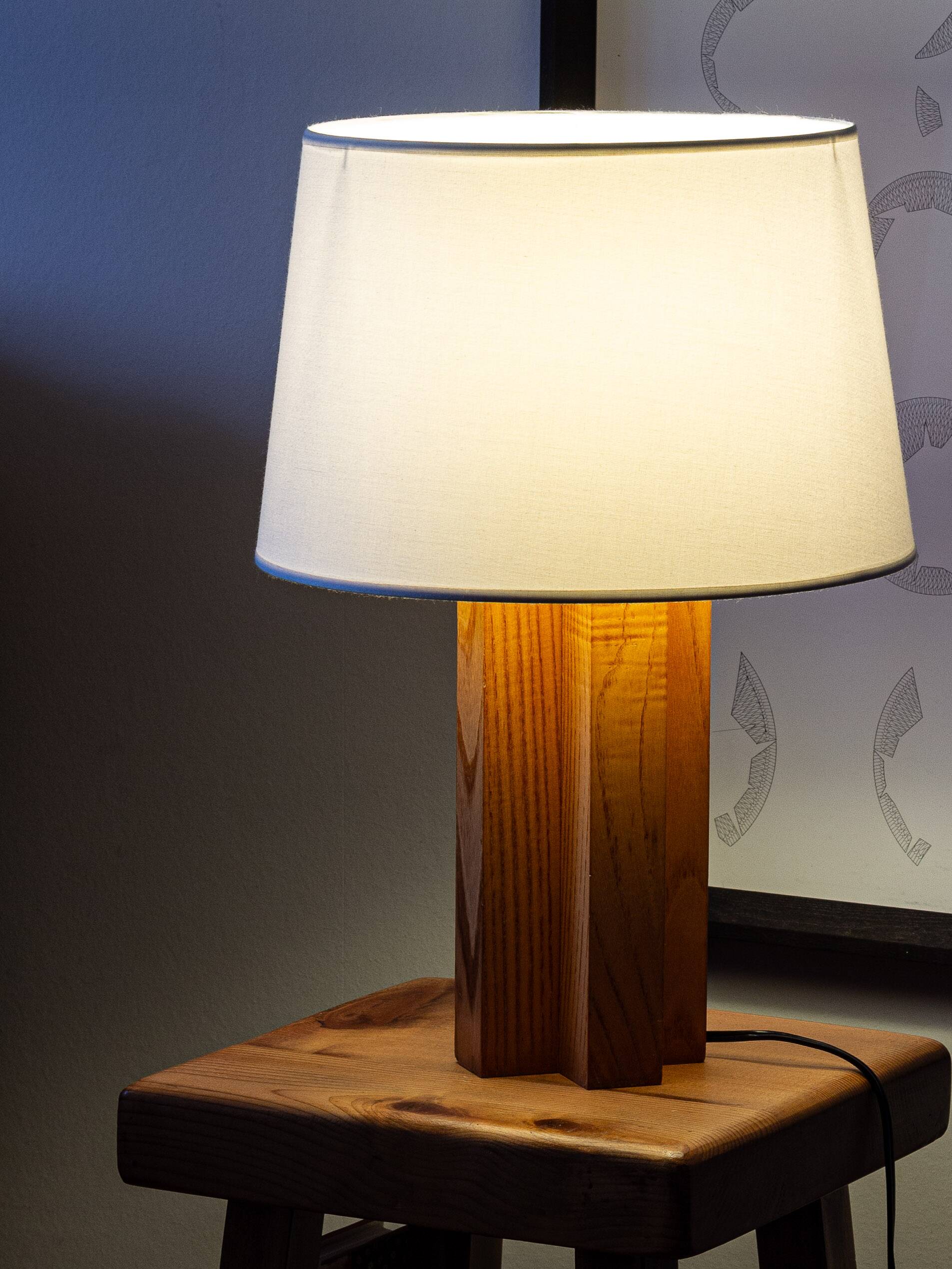 Wooden lamp base in a cross shape, 1970s-80s